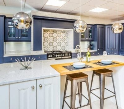 Symphony-Shaker-Navy-Boston Symphony Shaker Kitchen in Navy on display at our Boston Kitchen Showroom