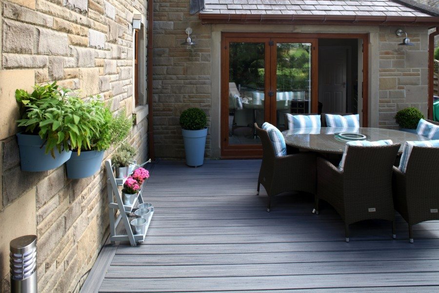 Trex Composite Decking in Island Mist - perfect for relaxing in outdoor spaces composite decking