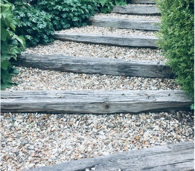 Charltons-Gates-Timber-Sleeper-Steps Timber Sleepers used as steps on a gravel path