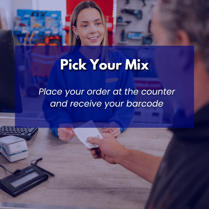 Turnbull Customer Receiving QuickMix Barcode at Counter