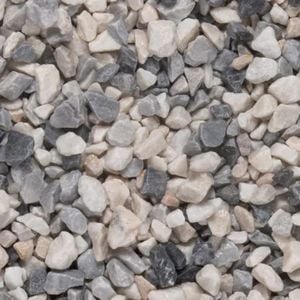 Mixture of grey, light grey and white stone gravel
