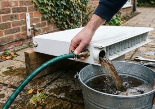Flushing a radiator with a hose