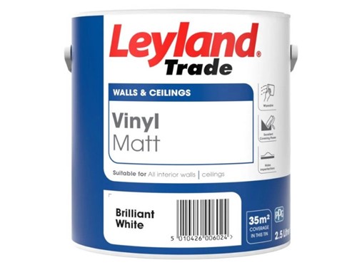 Leyland Vinyl Matt Brilliant White - 2.5 Litre