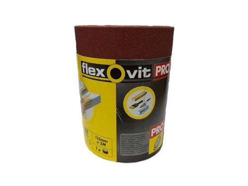 FlexOvit Pro Sandpaper Roll 120 Grit 115mm x 5m Red