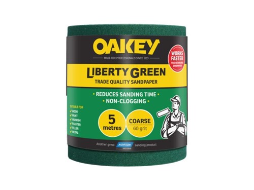 Oakey Liberty Sandpaper Roll 60 Grit 115mm x 5m Green