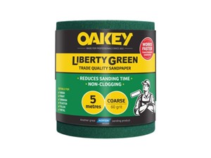 Oakey Liberty Sandpaper Roll 60 Grit 115mm x 5m Green