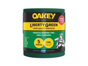 Oakey Liberty Sandpaper Roll 120 Grit 115mm x 5m Green