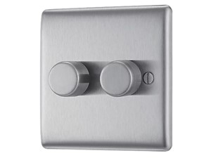 Dimmer Switch 2 Gang 2 Way Metal Grey