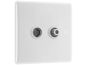 Satellite & Co-Axial Socket 2 Gang