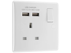 13A Switch Socket with 2 xUSB Charger 1 Gang