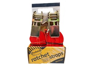 ProSolve Ratchet Straps 25mm x 5mTwin Pack - Red