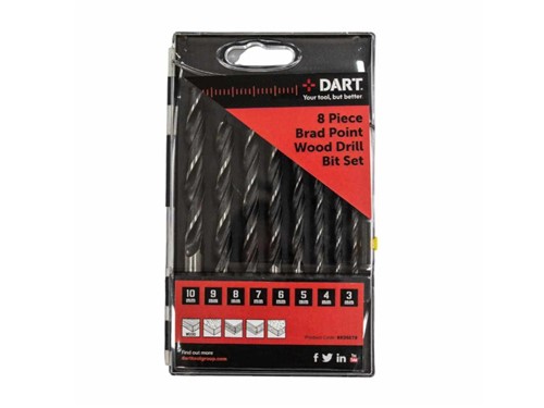Dart Brad Point Wood Drill Bit Set - 8 Piece
