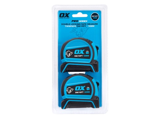Ox Pro Dual Auto Lock Tape Measures Twinpack - 5m