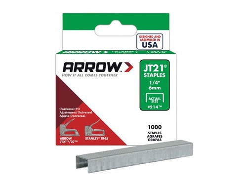 Arrow JT21 1/4in Staples - Pack of 1000