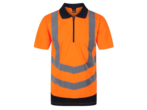 Hi-Vis Pro Work Polo Shirt Orange/Navy