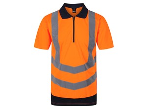 Hi-Vis Pro Work Polo Shirt Orange/Navy