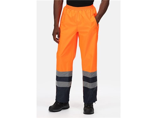 Regatta HiVis Pro Waterproof Over Trousers Orange/Navy