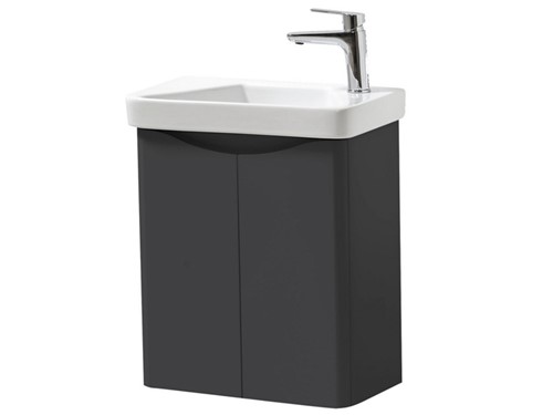 Bow Wall Mounted Cloakroom Unit and Ceramic Basin 500mm [Matt Graphite