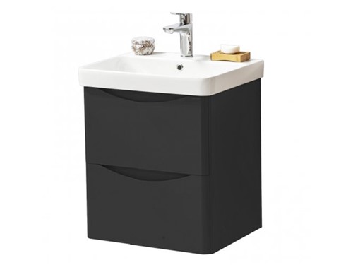 Bow Wall Mounted 2 Drawer Unit and Ceramic Basin 600mm [Gloss White]