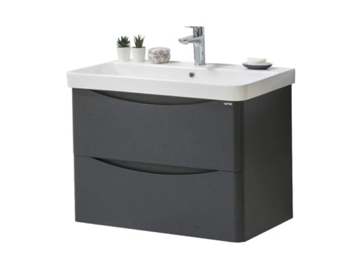 Bow Wall Mounted 2 Drawer Unit and Ceramic Basin 800mm [Gloss White]