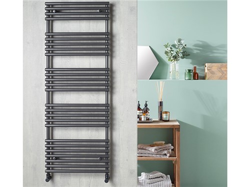 Tone Straight Vertical Towel Rail - Anthracite Finish [496 x 1355mm -