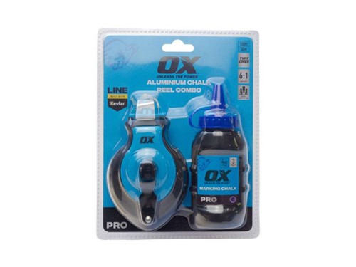 OX Pro Aluminium Kevlar Chalk Line Reel & Refill