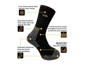 JCB Thermal Work Socks Red/Black 9-12
