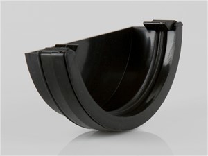 Half Round Gutter External Stop End 112mm - Black
