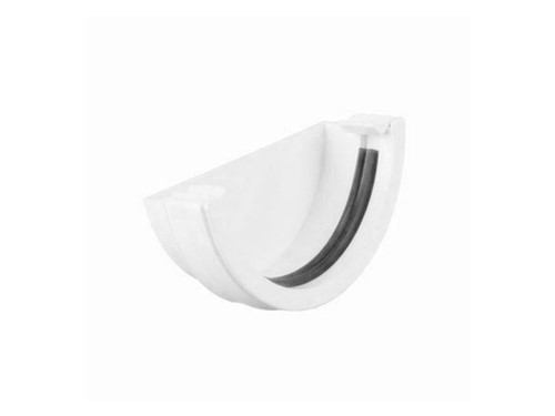 Half Round Gutter External Stop End 112mm - White