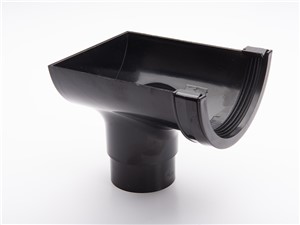 Half Round Gutter Stop End Outlet 112mm - Black