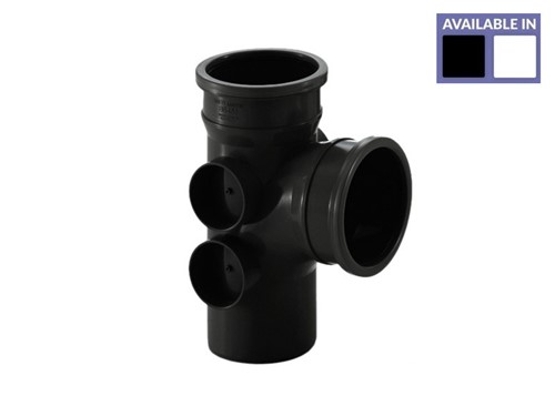 Soil Double Socket 92.5Deg Branch 4 Boss 110mm - Black