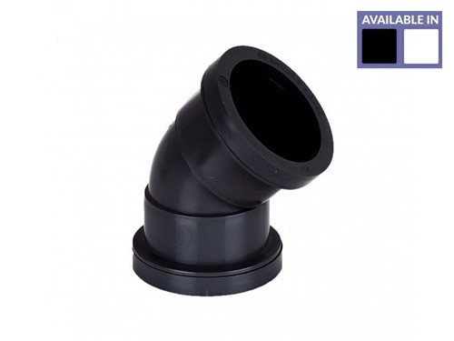 Push Fit 32mm Waste Obtuse Bend 45Deg - Black
