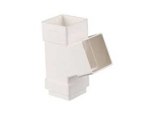 Square Downpipe Branch 65mm x 112.5Deg - White