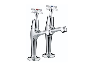 Bristan Cross Head High Neck Pillar Taps Pair Chrome