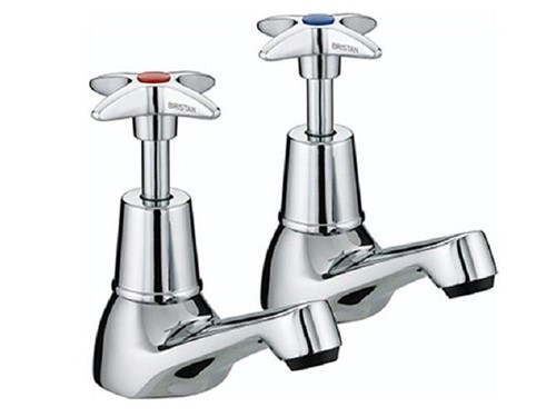 Bristan Value Cross Top Basin Taps Pair Chrome