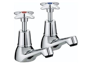 Bristan Value Cross Top Basin Taps Pair Chrome