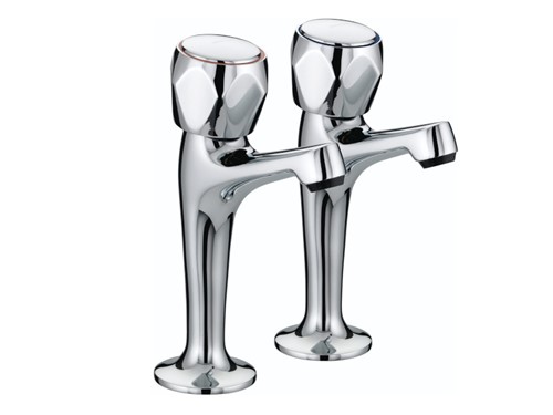 Bristan Club High Neck Pillar Taps Pair Chrome