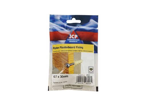 JCP Self Drill Nylon Plasterboard Fixings - 4.5 x 30mm - Bag of 6