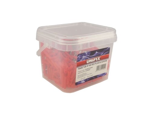 Unifix Trade Tub Red Plugs with Screws - Qty 400