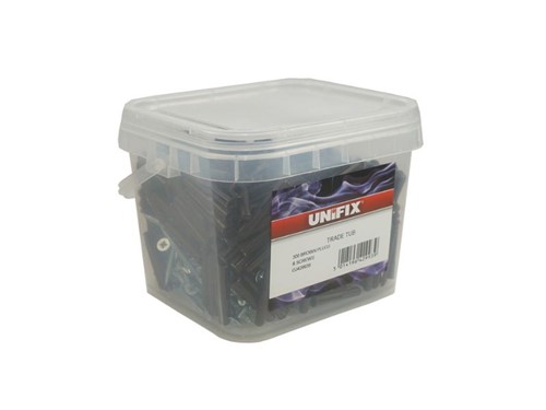 Unifix Trade Tub Brown Plugs with Screws - Qty 300
