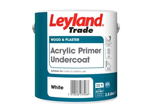 Leyland Trade Acrylic Primer Undercoat White 2.5Ltr