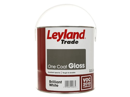 Leyland One Coat Gloss Paint Brilliant White - 2.5 Litre