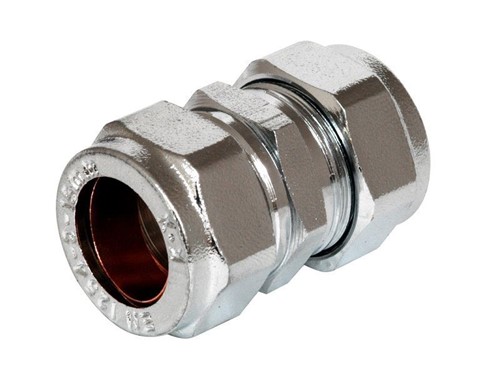 Compression Straight Coupling 15mm 610CP [Chrome Plated]