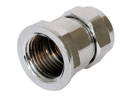 Compression Female Straight Coupling 15mm x 1/2in 612CP [Chrome Plated