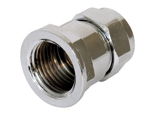 Compression Female Str Coupling 15mm x 1/2in  [Chrome]