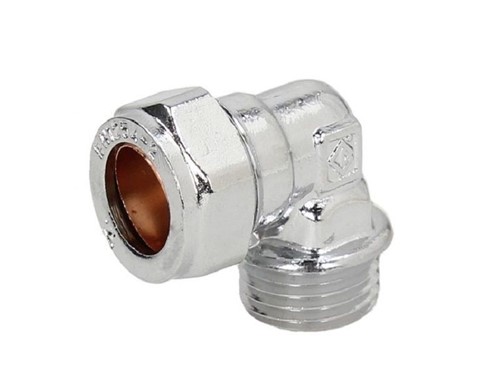 Compression Male Elbow 15mm x 1/2in 616CP [Chrome Plated]