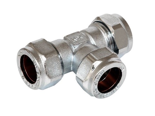 Compression Equal Tee 15mm 618CP [Chrome Plated]