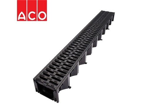 Aco HexDrain Drainage Channel - Black Plastic Grating