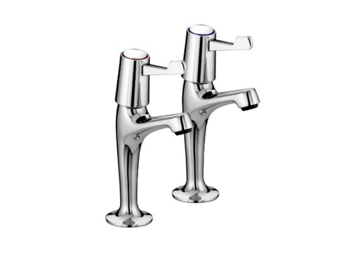 Bristan High Neck Pillar 3in Lever Taps Pair Chrome