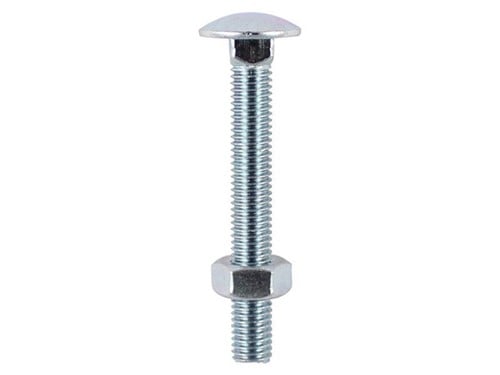 Carriage Bolt & Hex Nut BZP M8 x 100mm Pack of 4